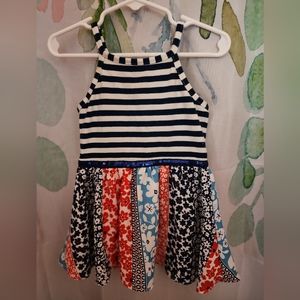 Super Cute Boutique Red White Blue Stripe Dress Sz 2T